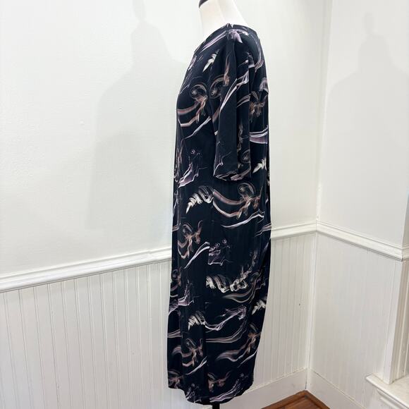 & Other Stories US Size 4 Dress Fume Smoke Print Midi Keyhole Back Avant Garde - Picture 10 of 12